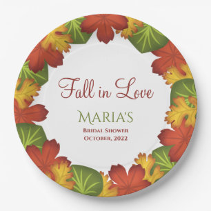 Fall Leaves Fall in Love Bridal Shower Paper Plate