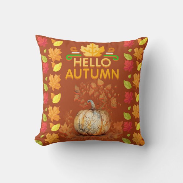 Fall Leaves Festive Custom Throw Pillow (Front)