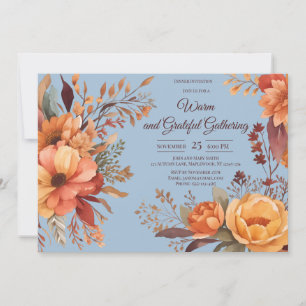 Fall Leaves Floral Thanksgiving Friendsgiving  Invitation