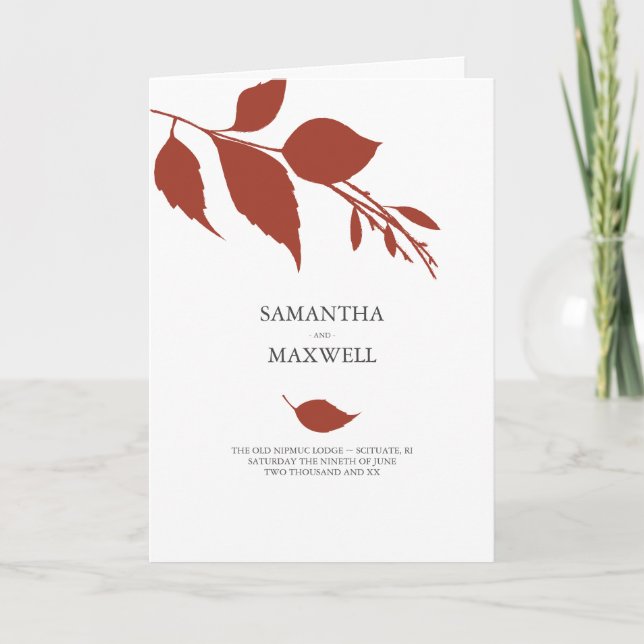 Fall Leaves Folded Wedding Program Template (Front)