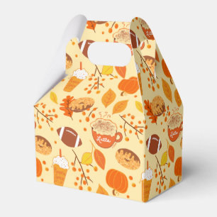 Fall Leaves Football and Pumpkin Spice Pattern Favor Box