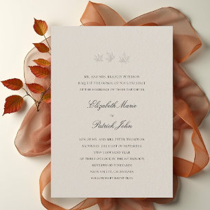 Fall Leaves Formal Modern Classic Wheat Wedding Invitation