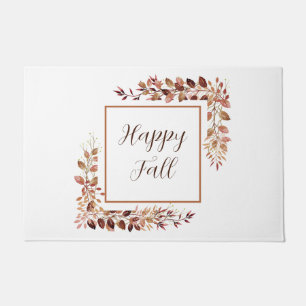 Fall leaves frame with customizable text doormat