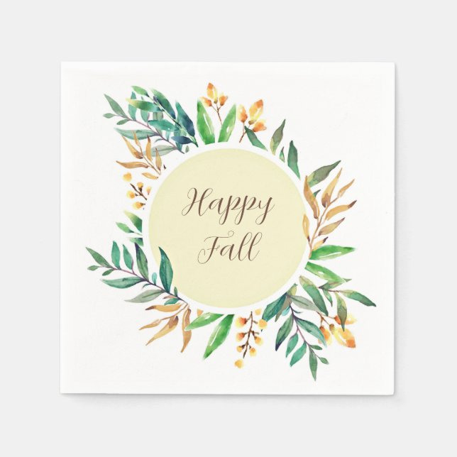 Fall leaves frame with customizable text  napkin (Front)