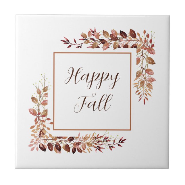 Fall leaves frame with customizable text  tile (Front)