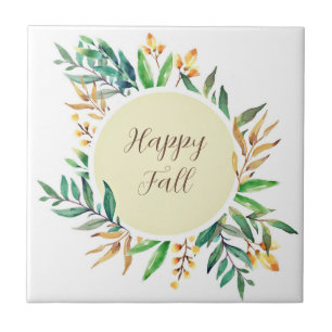 Fall leaves frame with customizable text tile