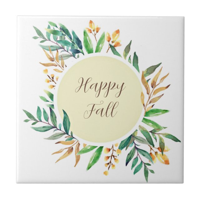 Fall leaves frame with customizable text  tile (Front)