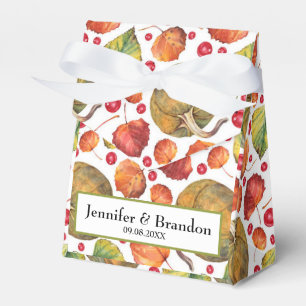 Fall Leaves Fruit Rustic Watercolor Autumn Wedding Favor Box