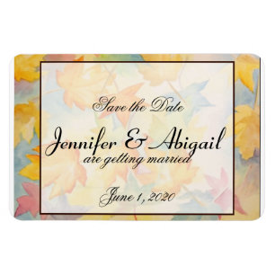 Fall Leaves Gay Wedding Save the Date Magnet