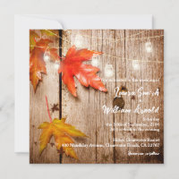 Fall Leaves Glowing Mason Jars Rustic Wood Wedding