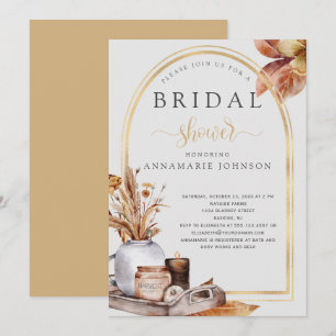 Fall Leaves Gold Arch Still Life Bridal Shower Invitation