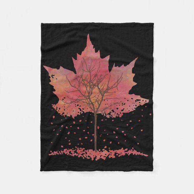 Fall Leaves Graphic Tee- Popular Fall  Fleece Blanket (Front)