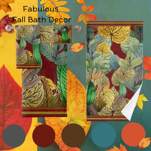 Fall Leaves Green, Brown, Rust, Red Rust Bath Towel Set