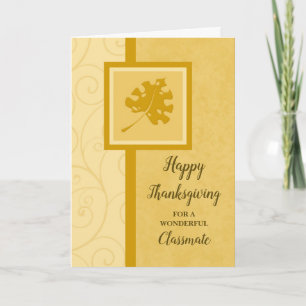 Fall Leaves Happy Thanksgiving Classmate Holiday Card