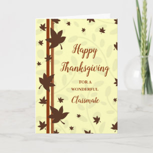 Fall Leaves Happy Thanksgiving Classmate Holiday Card
