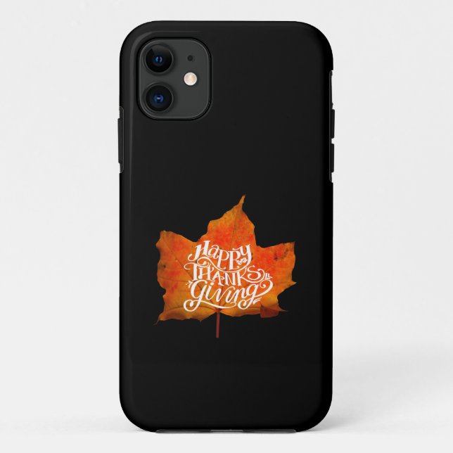 FALL LEAVES  HAPPY THANKSGIVING DAY Case-Mate iPhone CASE (Back)