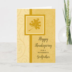 Fall Leaves Happy Thanksgiving Godfather Holiday Card