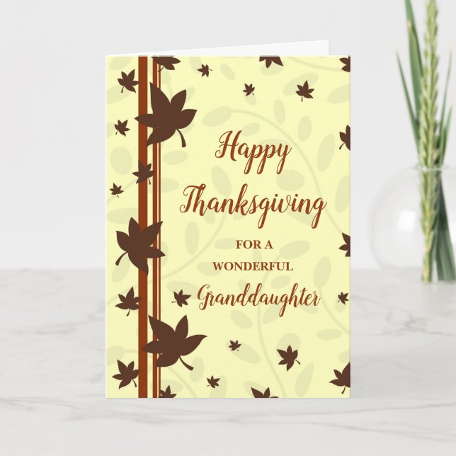 Fall Leaves Happy Thanksgiving Granddaughter Holiday Card (Front)