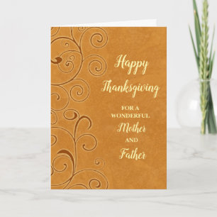 Fall Leaves Happy Thanksgiving Mother and Father Holiday Card