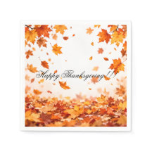 Fall Leaves Happy Thanksgiving Paper Napkins