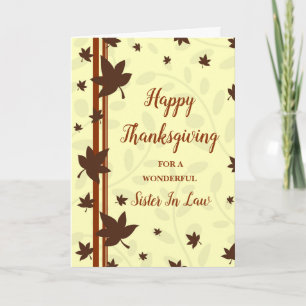 Fall Leaves Happy Thanksgiving Sister In Law Holiday Card