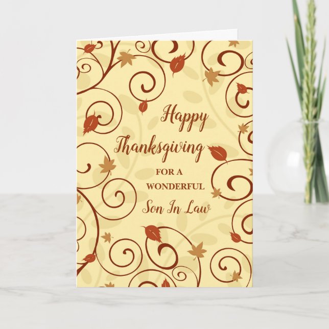 Fall Leaves Happy Thanksgiving Son In Law Holiday Card (Front)