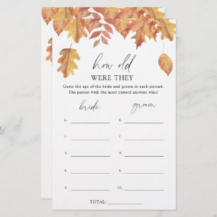 Fall leaves - How old were they bridal game