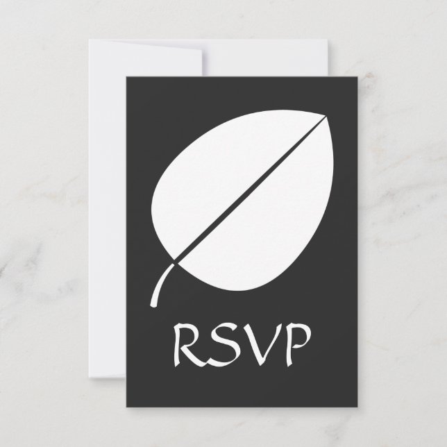 Fall Leaves in Black RSVP Card (Front)