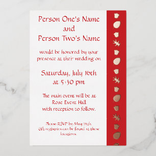 Fall Leaves in Cherry Foil Invitation