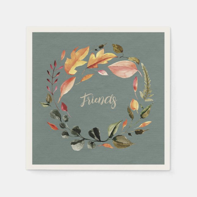 Fall Leaves in Colour Personalized Napkin (Front)