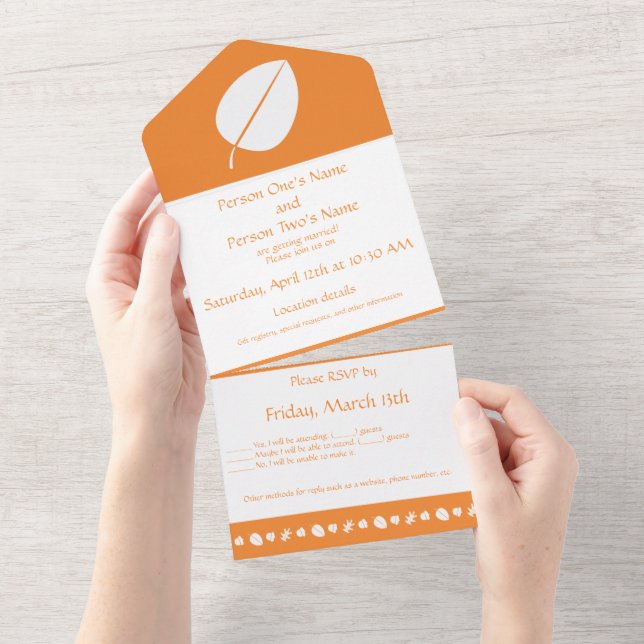 Fall Leaves in Orange All In One Invitation (Tearaway)