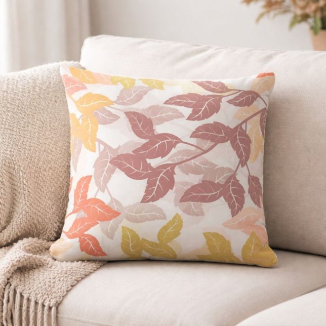 Fall Leaves in Warm Tones Throw Pillow (Creator Uploaded)