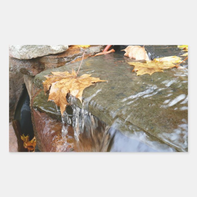 Fall Leaves in Waterfall II Autumn Photography Sticker (Front)