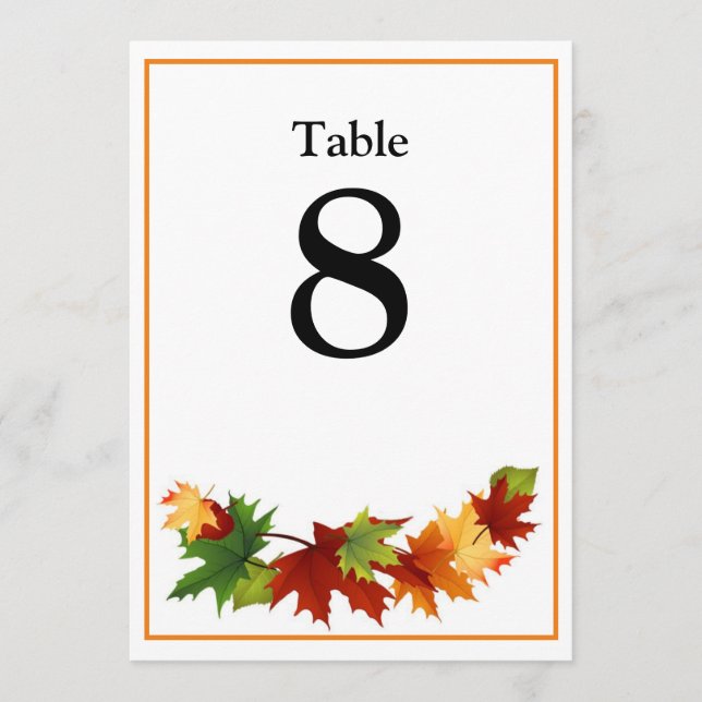 Fall Leaves Large Table Number Seating (Front)