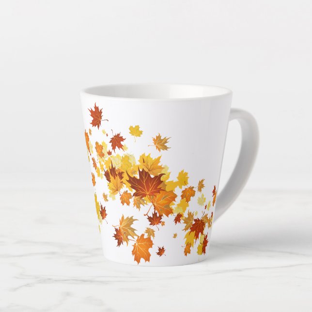 Fall Leaves Latte Mug (Right Angle)