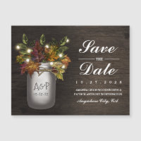 Fall Leaves Mason Jar Save the Date Magnets