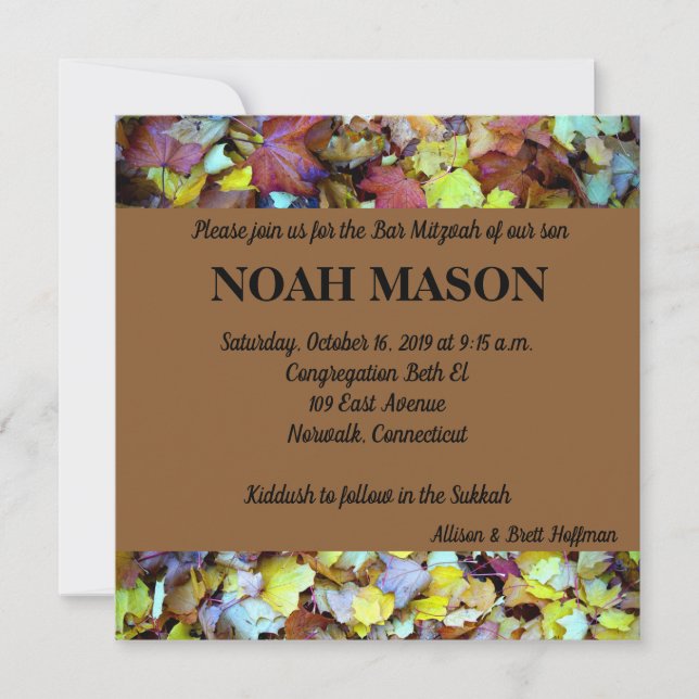 Fall Leaves Mitzvah Invitation (Front)