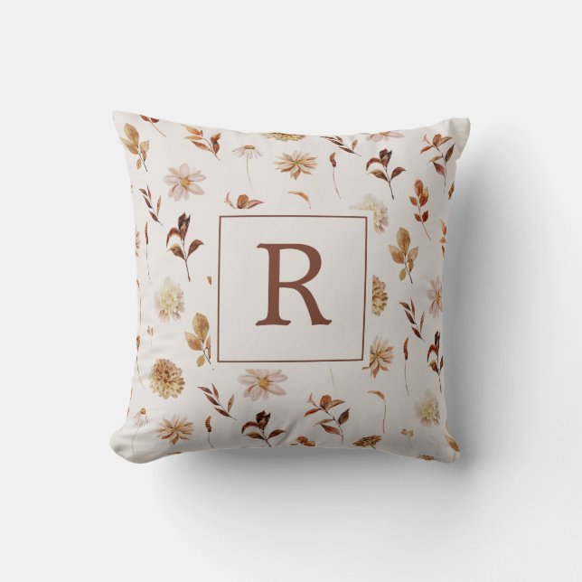 Fall Leaves Monogrammed Throw Pillow (Front)