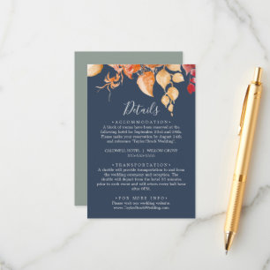 Fall Leaves Navy Blue Details Enclosure Card