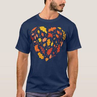 Fall Leaves October Autumn Lovers Funny Heart Cute T-Shirt