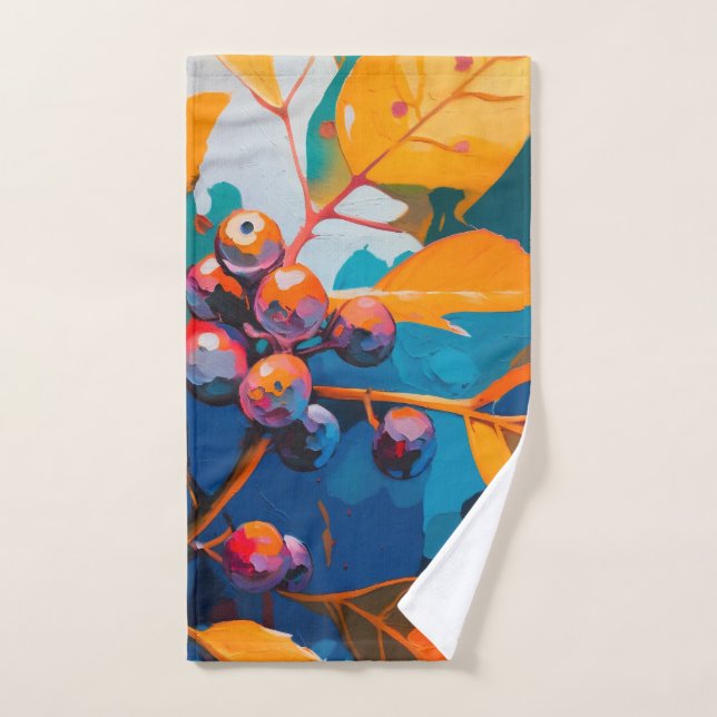 Fall leaves oil painted. Abstract autumn foliage Hand Towel (Hand Towel)