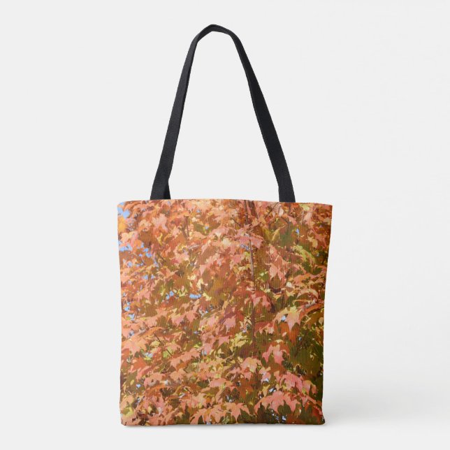 Fall Leaves On A Tree Scenery Tote Bag (Back)