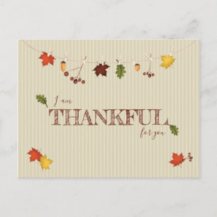 Fall Leaves on Clothesline Postcard