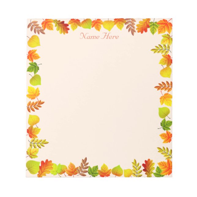 Fall Leaves on Light Beige Notepad (Front)