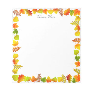 Fall Leaves on White Simple Notepad