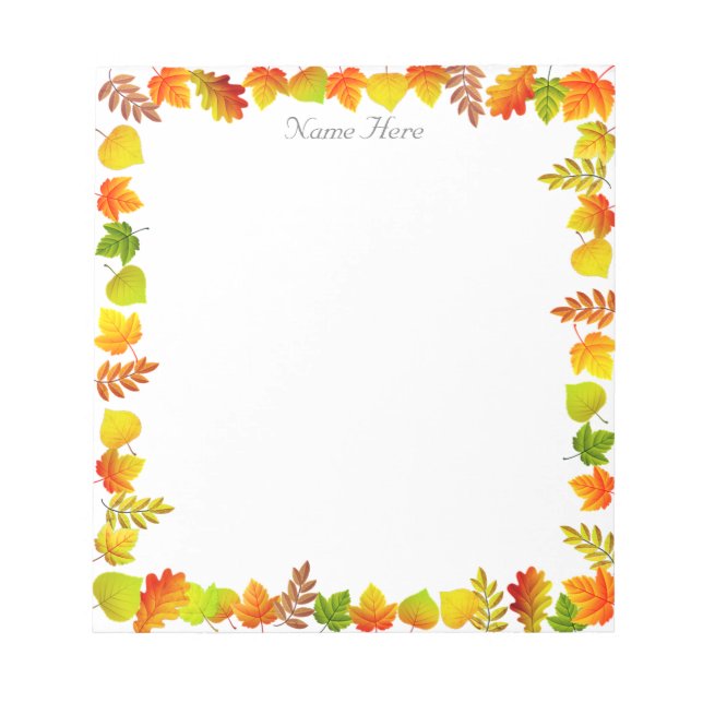 Fall Leaves on White Simple Notepad (Front)