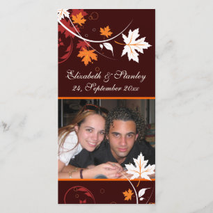 Fall leaves orange red white wedding Save the Date