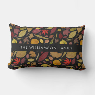 Fall Leaves Pattern Moody Dark Personalized Lumbar Pillow