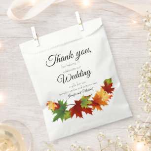 Fall Leaves Personalize Names & Text Cookie & Tea Favour Bag