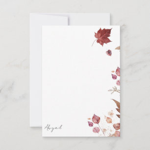 Fall Leaves Personalized Blank Thank You Card